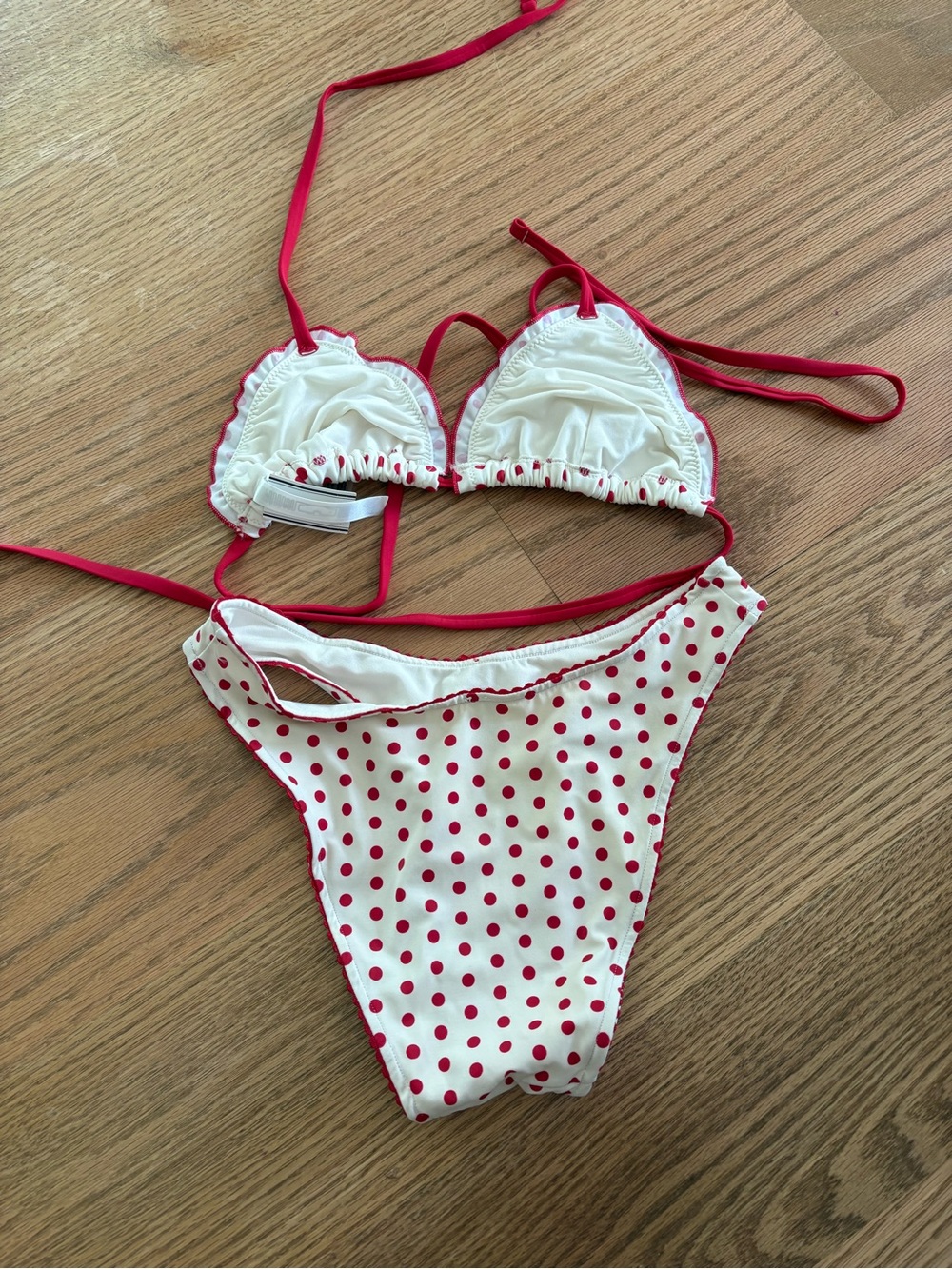 Frankie’s bikinis White & Red Polka Dot Bikini Set - Picture 4 of 4